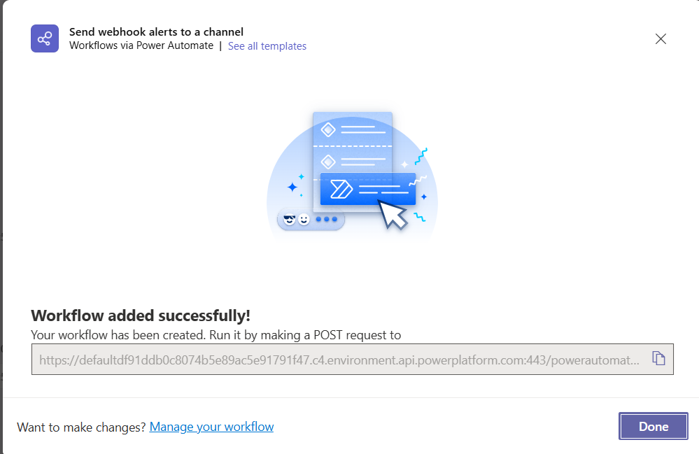 Copy HTTP POST URL from the trigger
