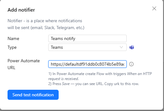 Paste the flow URL into Postgresus